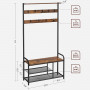 Klädhängare Med Sittbänk, Skohyllor Industriell Design - Vintage brun-svart