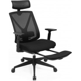 Ergonomisk Kontorsstol Med Fotstöd - Svart