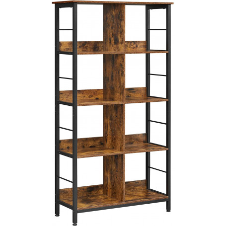 Bokhylla 8-Fack 80x33x149 cm Industriell Design Förvaringshylla Vintage brun-svart