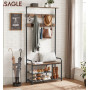 Klädhängare Med Sittbänk, Skohyllor Industriell Design - Vintage brun-svart