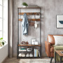 Klädhängare Med Sittbänk, Skohyllor Industriell Design - Vintage brun-svart