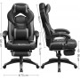Gaming stol med fotstöd Ergonomisk Kontorsstol - Svart