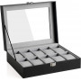 Klockbox 10-Fack Med Glaslock Elegant Klockförvaring För 10 Klockor