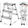 Aluminium Trappstege Vikbar - H. 62 cm, 150 kg