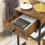 Högt Sidobord / Sängbord Med Låda, 2 Hyllor Industriell Stil Vintage brun-svart
