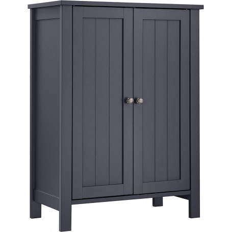 Sidoskåp Med 2 Dörrar 60 x 30 x 80 cm 2 Justerbara Hyllor - Grå