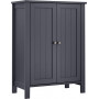 Sidoskåp Med 2 Dörrar 60 x 30 x 80 cm 2 Justerbara Hyllor - Grå