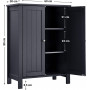 Sidoskåp Med 2 Dörrar 60 x 30 x 80 cm 2 Justerbara Hyllor - Grå