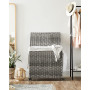 Tvättkorg 140 L med 3 fack, Hjul, lock, handtag 66 x 33 x 60 cm - Grå