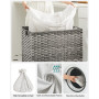 Tvättkorg 140 L med 3 fack, Hjul, lock, handtag 66 x 33 x 60 cm - Grå