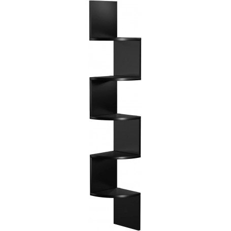 Vägg Hörnhylla i 5 våningar Zigzag Design - Svart
