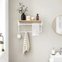 Vägghylla Med Klädhängare, Klädstång - Ek / Vit