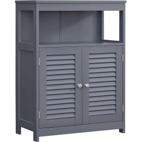 Badrumsskåp Grå med Öppet Fack 60 x 30 x 80 cm