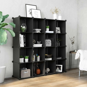 Kubförvaring 16 fack Stapelbara Multifunktionell - Plast - Svart