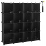 Kubförvaring 16 fack Stapelbara Multifunktionell - Plast - Svart