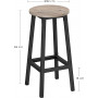 Barstol set 2 st - Barpallar rund industriell Design Greige-svart