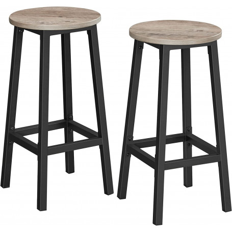 Barstol set 2 st - Barpallar rund industriell Design Greige-svart