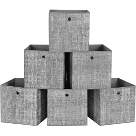 Förvaringslådor 6-pack Vikbara Förvaringskuber 30x30x30 cm Ljusgrå