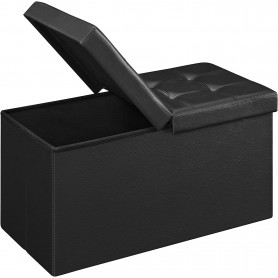 Sittbänk med förvaring skinn 76x38x38 cm - Svart