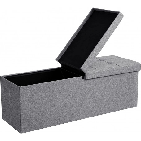 Sittbänk med förvaring tyg 110x38x38 cm ljusgrå