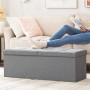 Sittbänk med förvaring tyg 110x38x38 cm ljusgrå