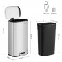 Pedalhink 30L soptunna med inre uttagbar plasthink - Silver