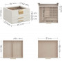 Smyckeskrin Med Glaslock, 3-lagers 23,1x20,3x13,5 cm Läder Vit