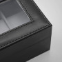 Klockbox 6-fack med glaslock och lås 30 x 11,2 x 8 cm svart