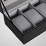 Klockbox 6-fack med glaslock och lås 30 x 11,2 x 8 cm svart