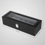 Klockbox 6-fack med glaslock och lås 30 x 11,2 x 8 cm svart