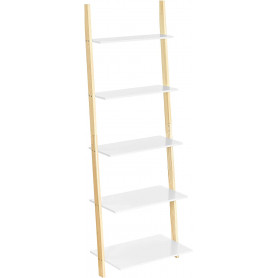 Steghylla 5-vånings Bokhylla Mattvit / Naturlig 171 x 60 x 35 cm