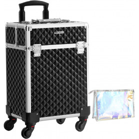 Rullbar Sminkväska Aluminium Professionell Kosmetik Resväska