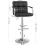 2 st Barstol höjdjusterbar med handtag krom och svart skinn 38 x 44,5 x (95-115) cm