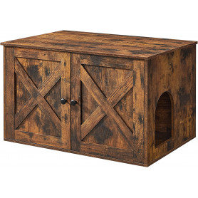 Katthus inomhus rustik design 80×53×49,2 cm brun spånskiva med dubb...