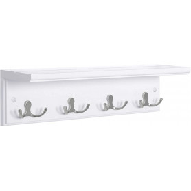 Vägg Klädhängare med 4 dubbla krokar - vit
