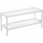 Skoställ 2-lagers Bambu Vit / Förvaringshylla 70 x 26 x 33 cm,
