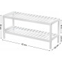 Skoställ 2-lagers Bambu Vit / Förvaringshylla 70 x 26 x 33 cm,