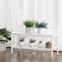 Skoställ 2-lagers Bambu Vit / Förvaringshylla 70 x 26 x 33 cm,
