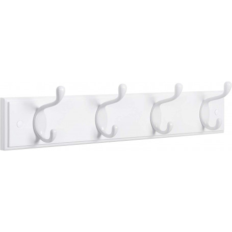 Vägg Klädhängare Med 4 Metallkrokar - Vit 40 x 9 x 7 cm