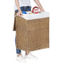 Tvättkorg i bambu 90L med Avtagbar påse, lock - Naturlig