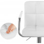 2-Pack Barstol Höjdjusterbar Med Handtag Krom Och Vit Skinn 38 x 44,5 x (95-115) cm