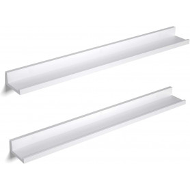 2-pack tavelhyllor vägghyllor 80×10 cm vit MDF högglans max 10 kg v...