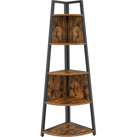 Hörnhylla Bokhylla med 5 hyllor 45 x 45 x 182 cm Vintage Brun-Svart
