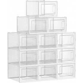 Förvaringslådor x12 Stapelbara Transparent Med Lock 24,5 x 31 x 17,...