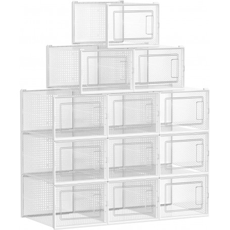 Förvaringslådor x12 Stapelbara Transparent Med Lock 24,5 x 31 x 17,5 cm