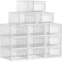 Förvaringslådor x12 Stapelbara Transparent Förvaring Med Lock 23 x 33,3 x 14 cm