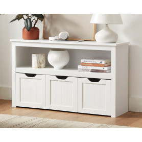 Sidobord Konsol Retro 102x30x60 cm - 3 Stora Lådor Och Öppen Fack