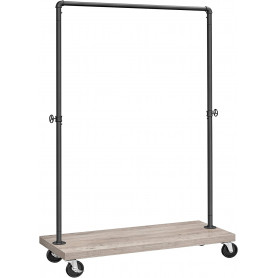 Robust Klädställning Med Hjul, Industriell Rör Design, Greige-svart