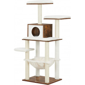Lyx Klösträd 138 cm Med Katthus Vintage Brun - Vit