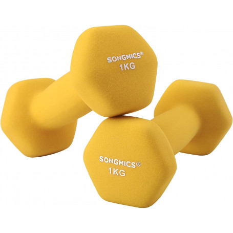 2-Pack Hantlar Set 1 kg - Gul 13,5 x 6,5 x 6 cm